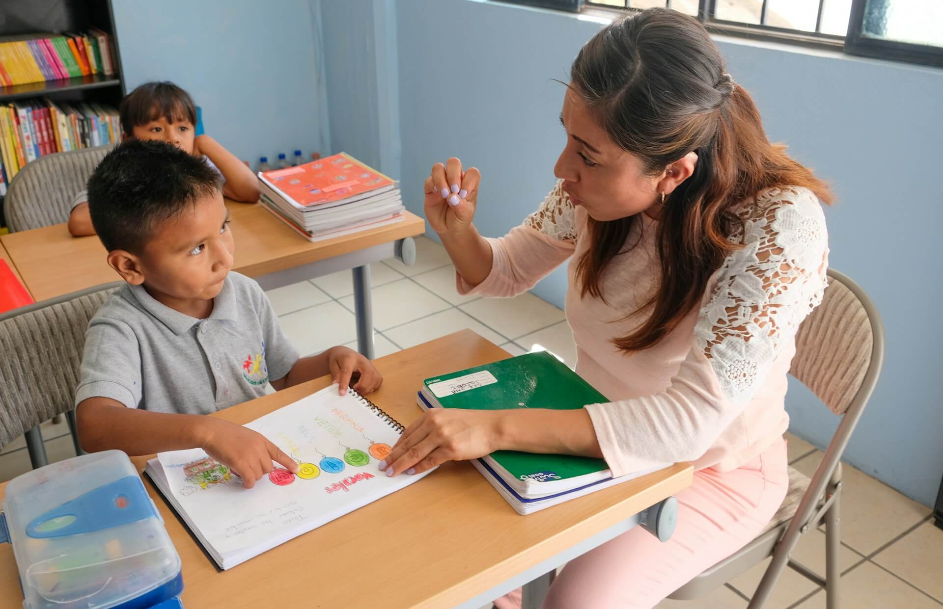Learner receiving educational support and learning guidance